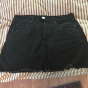 AMERICAN EAGLE Hi-Rise Festival Distressed Mini Denim Jean Skirt Size 6 Black